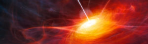 An artist’s rendering of the most distant quasar