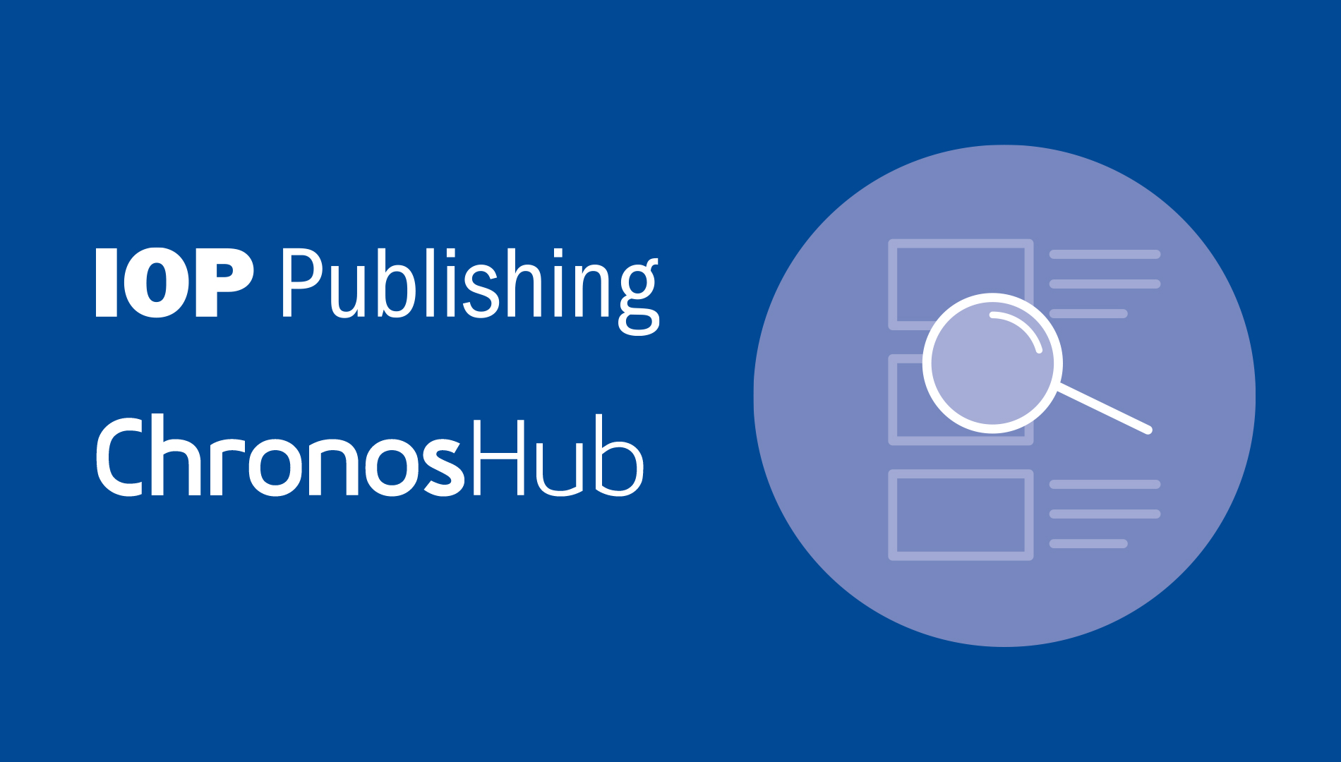 IOP Publishing partners with ChronosHub to simplify OA publishing - IOP  Publishing