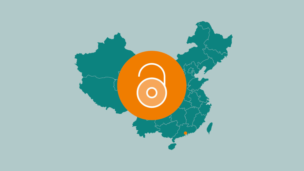 Map of China with Hong Kong highlighted and open access logo overlaid.